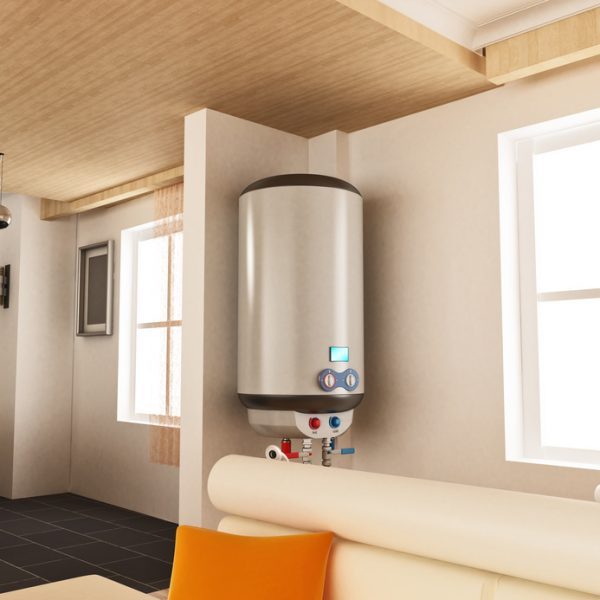 Water heater hanging on the wall. 3D illustration Water heater hanging on the wall. 3D illustration.